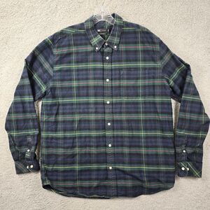Le 31 Par Simons Mens Green Blue Button Up Plaid Shirt Preppy Size XL
